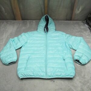 Eddie Bauer‎ Down Jacket Kids Large 14/16 Blue Puffer Insulated Wind Rain Warm